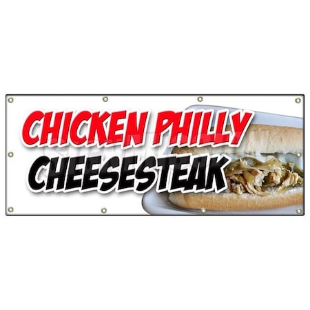 Signmission CHICKEN PHILLY CHEESESTEAK BANNER SIGN philadelphia sandwich steak hot B-96 Chicken Philly Cheesestk